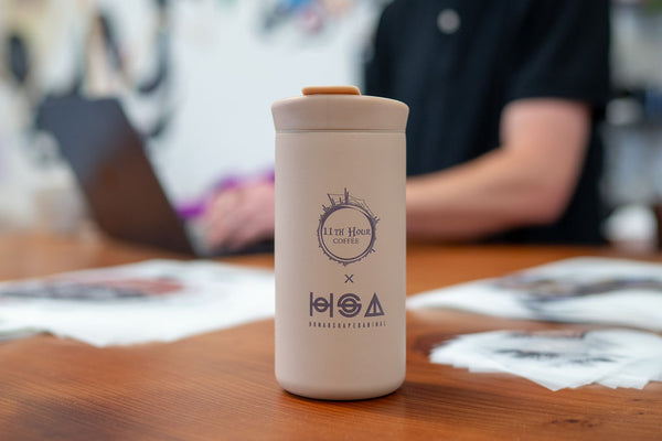 11th Hour X H.S.A Tumbler/product photo from 11th Hour Coffee — back view